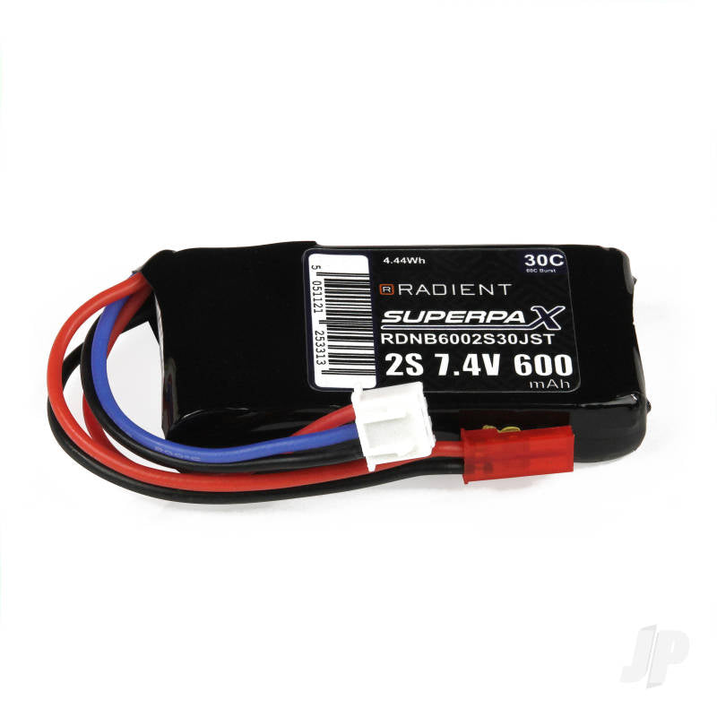 Radient LiPo 2S 600mAh 7.4V 30C JST RDNB6002S30JST