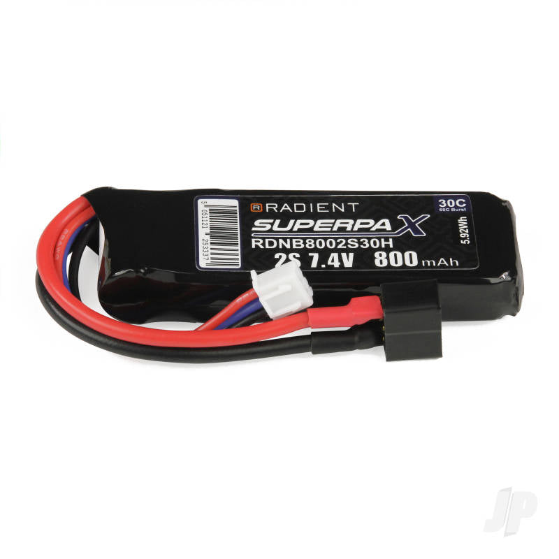 Radient LiPo 2S 800mAh 7.4V 30C Deans (HCT) RDNB8002S30H