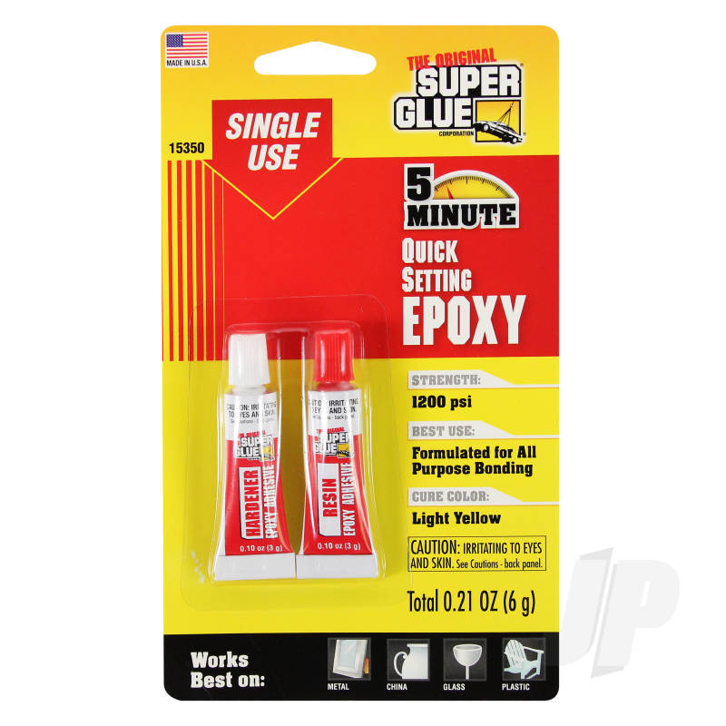 Super Glue 5 Minute Quick Setting Single Use Epoxy (0.21oz, 6g) SUP15350