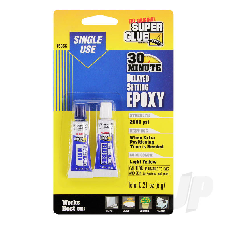 Super Glue 30 Minute Super Strength Delayed Setting Single Use Epoxy (0.21oz, 6g) SUP15356