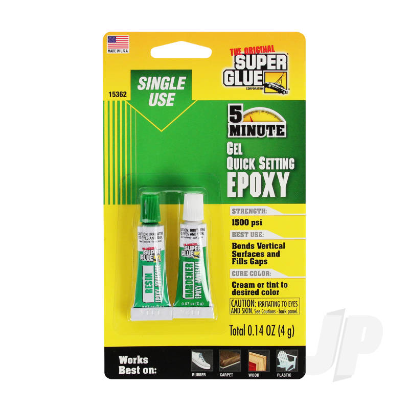 Super Glue 5 Minute Quick Setting Single Use Epoxy Gel (0.14oz, 4g) SUP15362