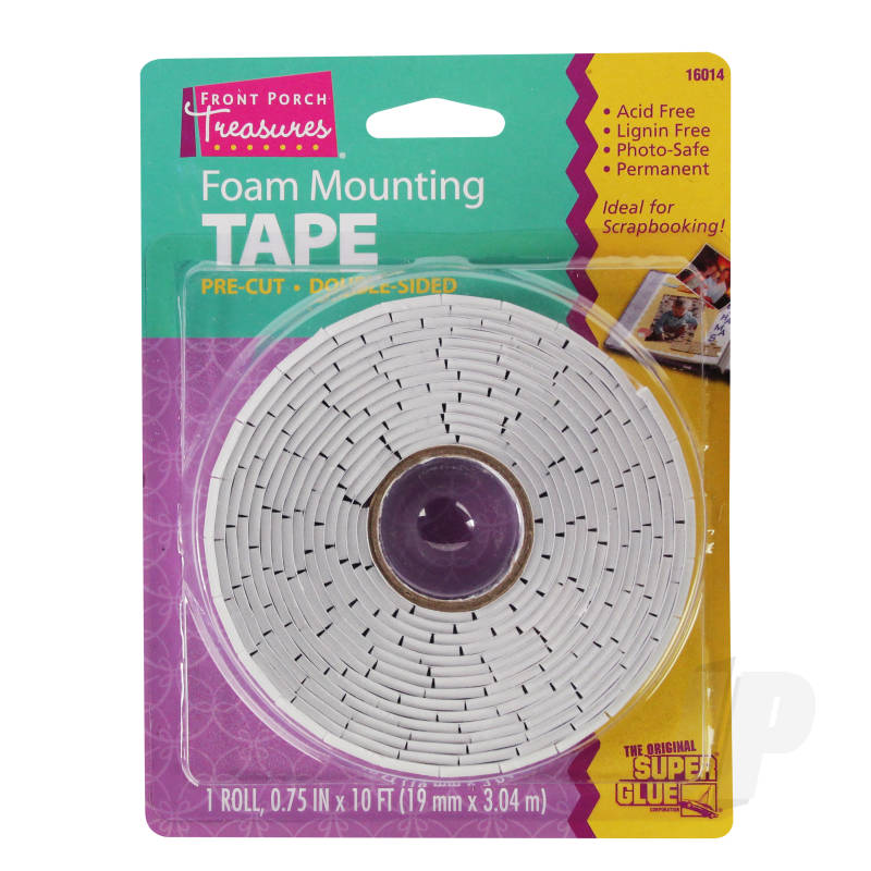 Super Glue Foam Mounting Tape, Double-Sided, Pre-Cut (.75in x 10ft) SUP16014