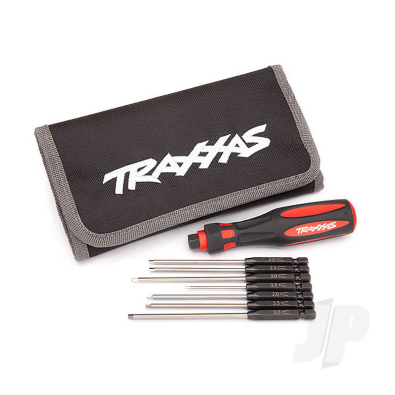 Traxxas Speed Bit Master Set hex driver 7-piece straight and ball end includes premium handle (Medium) travel pouch hex drivers (straight 1.5mm 2.0mm 2.5mm 3.0mm) (ball end 2.0mm 2.5mm 3.0mm) 1/4in drive TRX8711