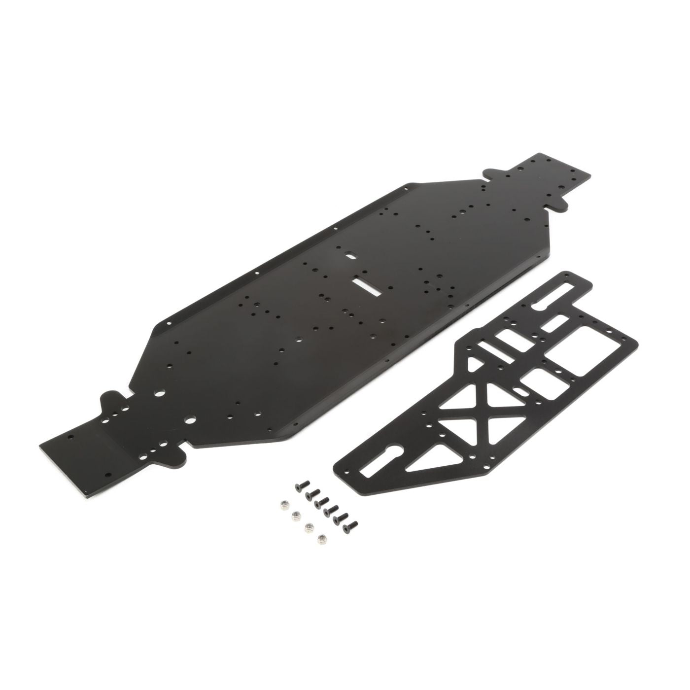 Losi Chassis w/Brace plate 4mm Black: DBXL-E LOS251050