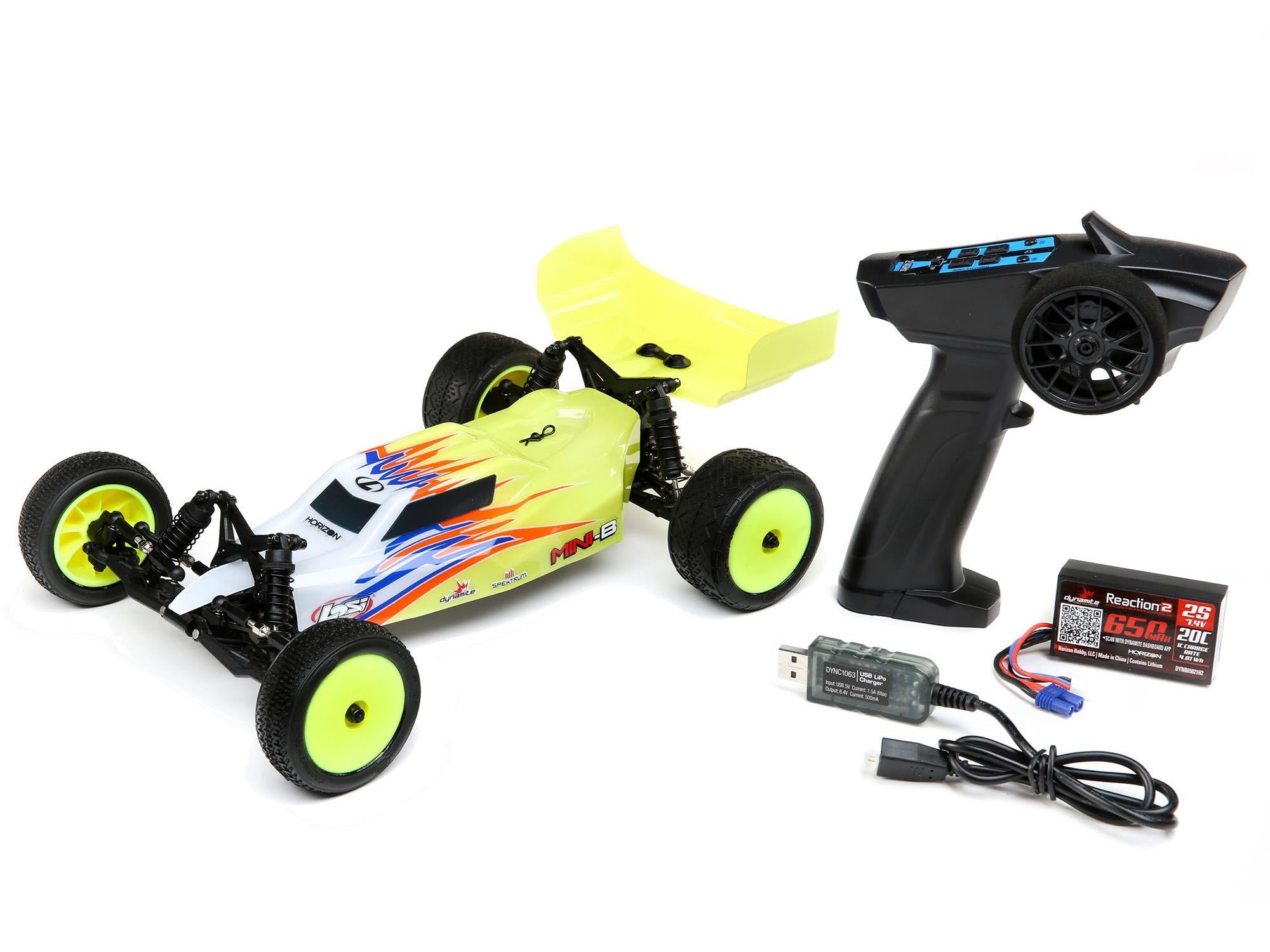 Losi 1/16 Mini-B Brushed RTR 2WD Buggy - Yellow/White LOS01016T3