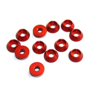 Secraft Cap Bolt Washer 3.0 (Red) SEC137 Material: aluminium 6061-T6 (anodised) Outer diameter: 10.0mm Inner diameter: 3.5mm Bolt Hole: M3, #4-40 12 per package