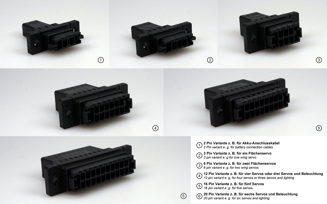 12 Pin Click Connect Multipin Connectors Ideal for Wing or Stab Wiring from IRC Emcotec (20-24AWG Pins) A85250 / 2862