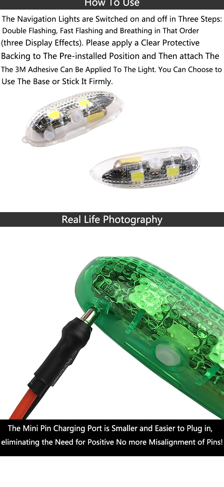 Crazy light V3 Wireless Super Bright Led Light Set with Stick On Mounts & 3 Way Charger