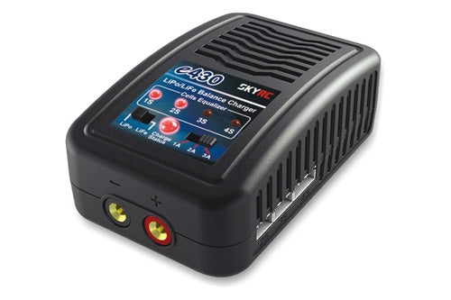 SkyRC E430 Lipo Charger AC 3A 30W 2-4s SK-100107-04   SkyRC e430 Charger is an economic, high-quality 100-240V AC balance charger, designed for charging LiPo and LiFe batteries from 2-4 cells in balance mode. The circuit power is 30W and max charge curren