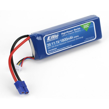 E-Flite 1800mAh 3S 11.1v 30c LiPo With EC3 Connector EFLB18003S30