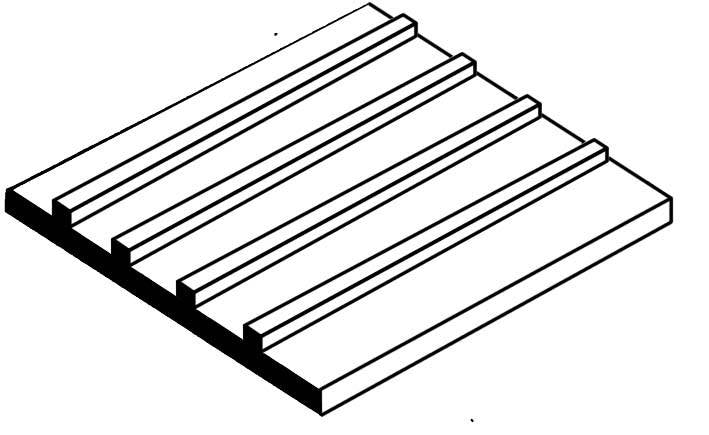 Evergreen Metal Roofing Styrene Sheet 1/4" Spacing (1 Pack) 4522
