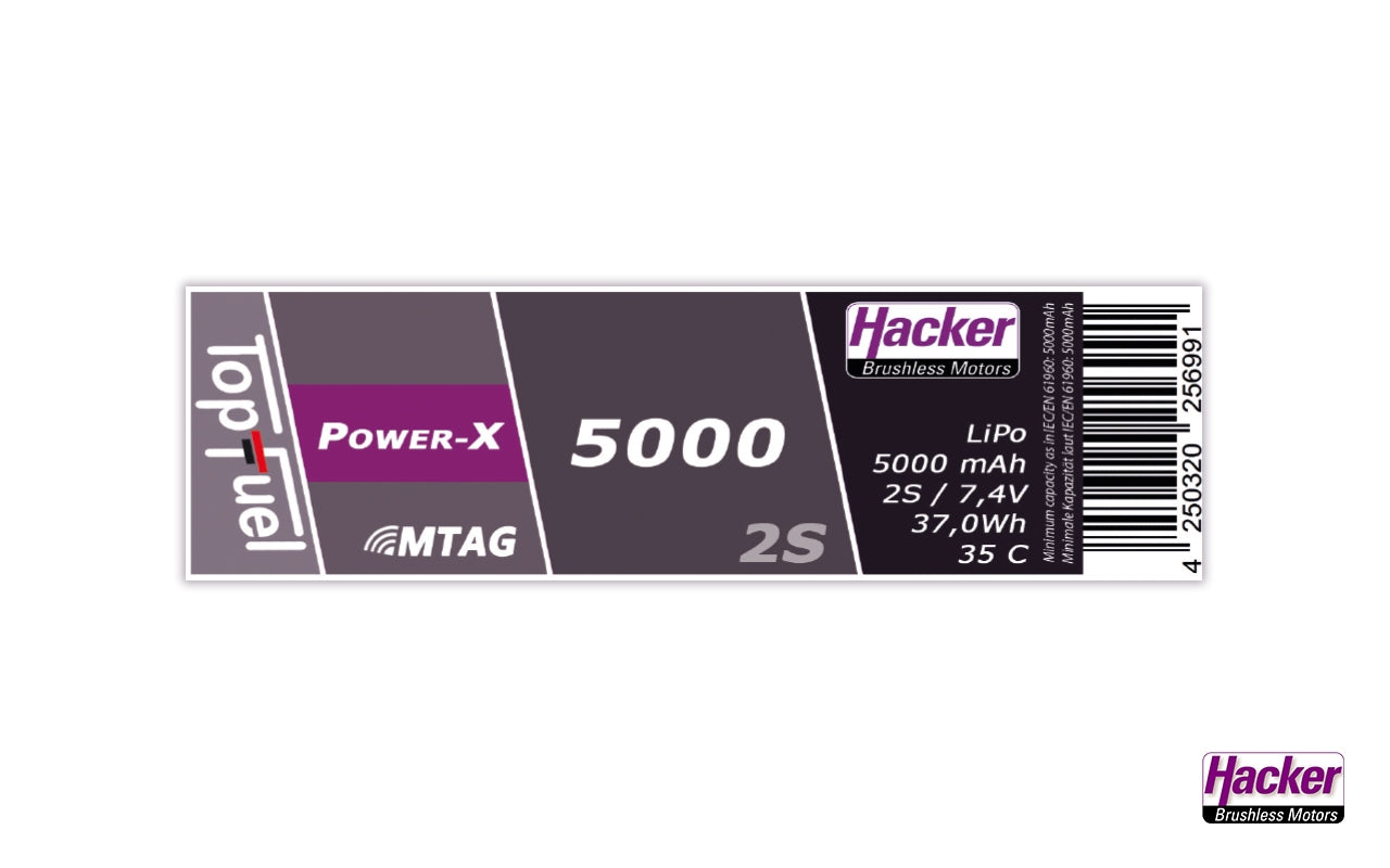 Hacker TopFuel Power-X 2S 5000mAh 35C LiPo Battery XT90AS MTAG 95000261