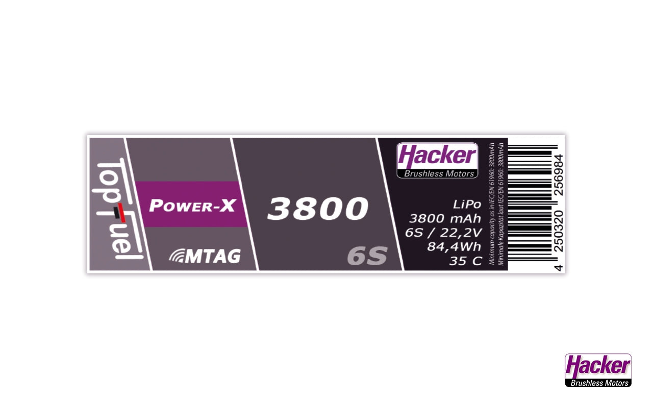Hacker TopFuel Power-X 6S 3800mAh 35C LiPo Battery With MTAG