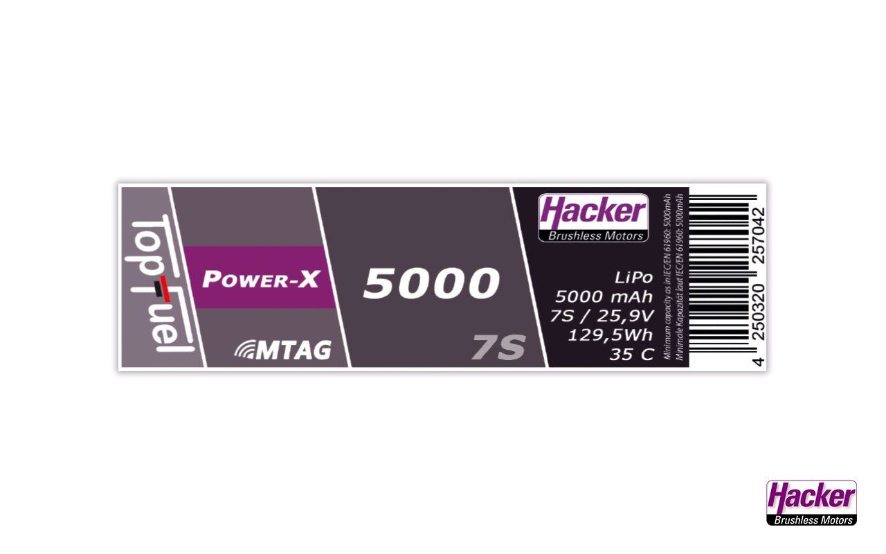Hacker TopFuel Power-X 7S 5000mAh MTAG 35C LiPo Battery 95000761