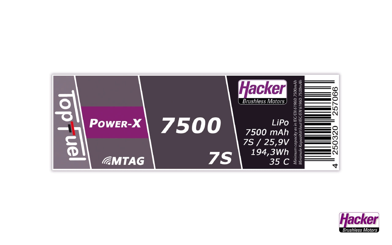 Hacker TopFuel Power-X 7S 7500mAh MTAG 35C LiPo Battery 97500761