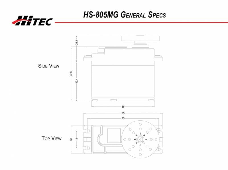 Hitec HS805MG Mega Quarter Scale Metal Gear/Dual BB 2214540