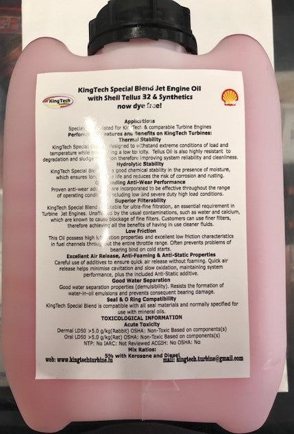 KingTech Special Blend Jet Turbine Oil With Shell Tellus 32 and Synthetics 5 Litre