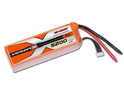 ManiaX 6S 5200mAh 80C 22.2V Lipo Battery with EC5 MX-5200-6S-80