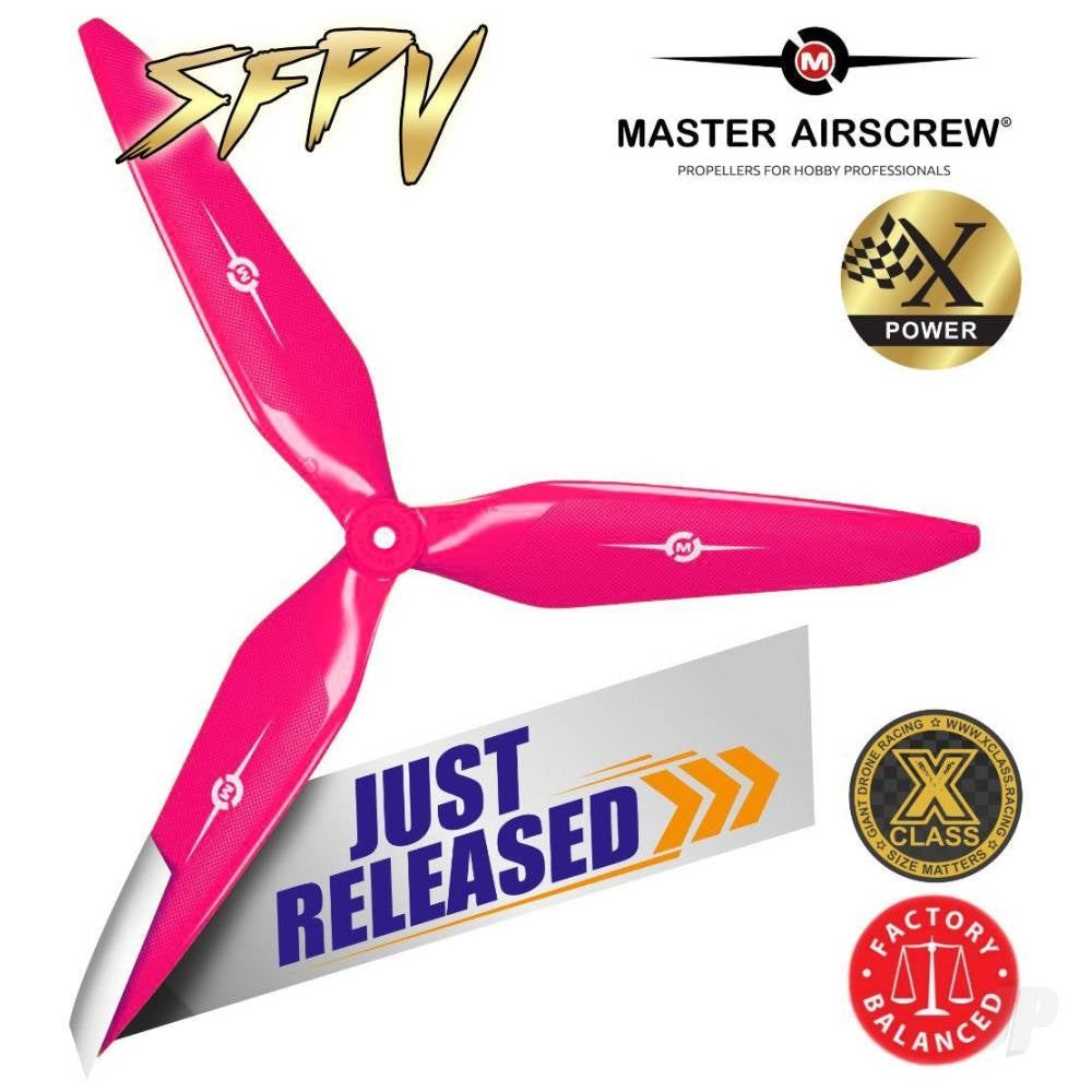 Master Airscrew 13x12 3X Power X-Class Giant Racing Drone Propeller (CW) Reverse/Pusher Colby Pink MAS3X13X12RP1