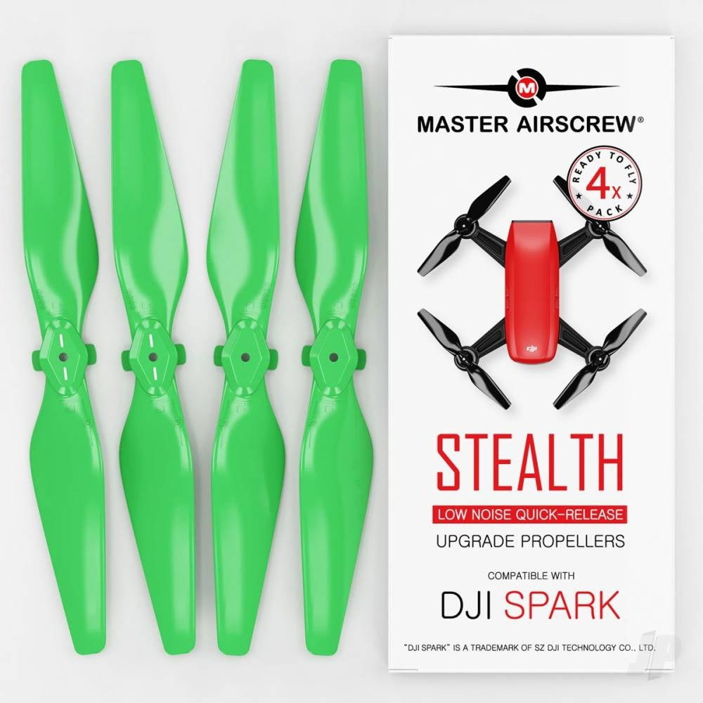 Master Airscrew 4.7x2.9 DJI Spark STEALTH Upgrade Propeller Set, 4x Green MASSP04729SG4
