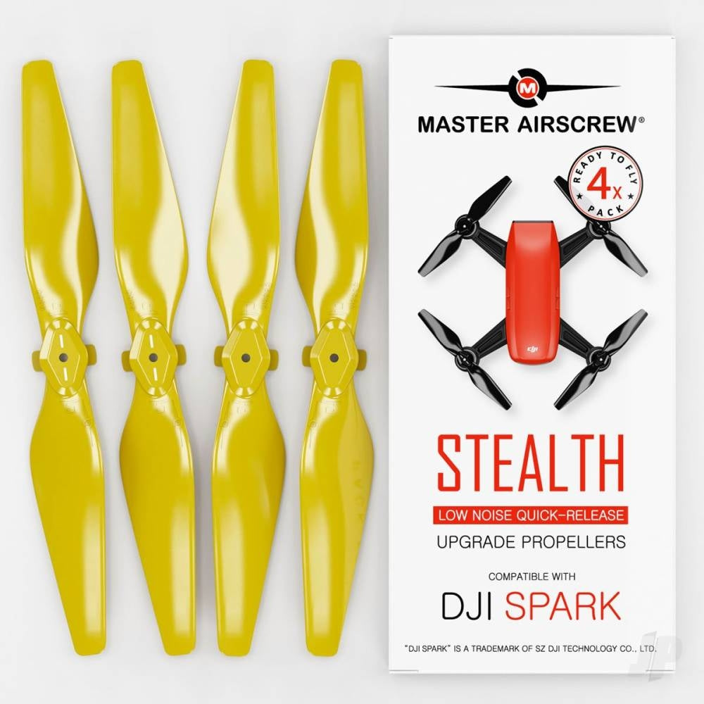 Master Airscrew 4.7x2.9 DJI Spark STEALTH Upgrade Propeller Set, 4x Yellow MASSP04729SY4