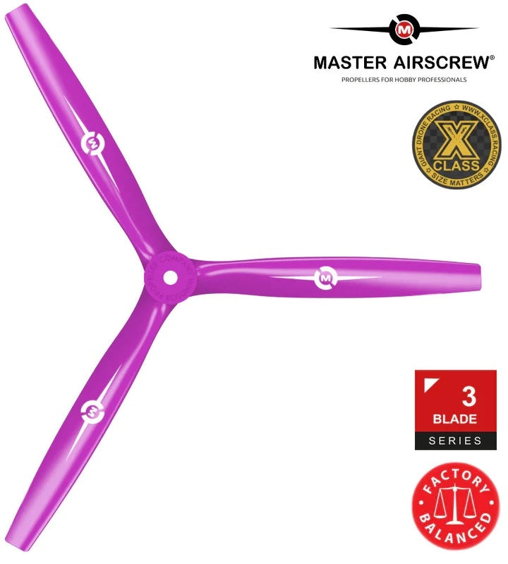 Master Airscrew 13x12 3-Blade Propeller Reverse/Pusher Magenta MAS3B13X12RM1