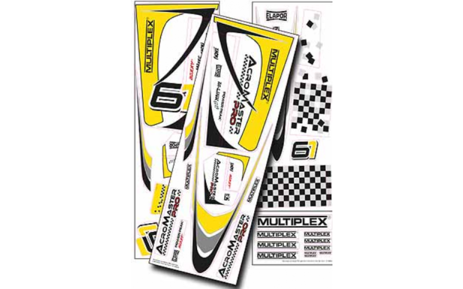 Multiplex Acromaster Pro Decal Set Yellow-Silver 1-01012