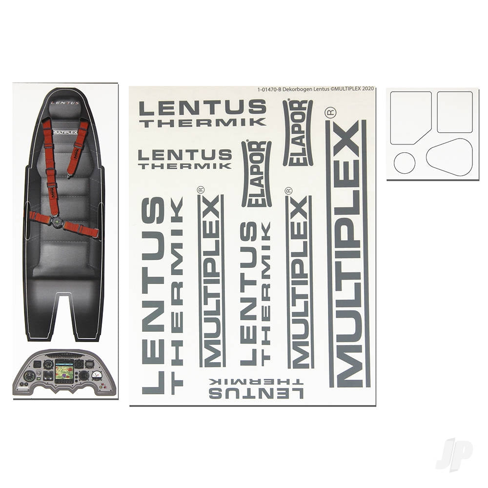 Multiplex Full Decals Set Inc Cockpit Seat + Instruments for LENTUS MPX1-01470