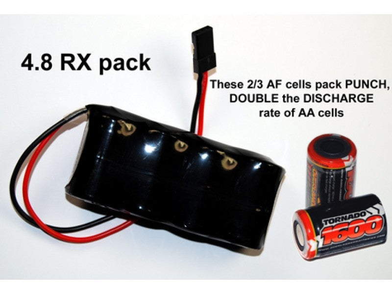 Overlander Nimh Battery Pack 2/3 AF 1600mah 4.8v RX Flat Premium Sport