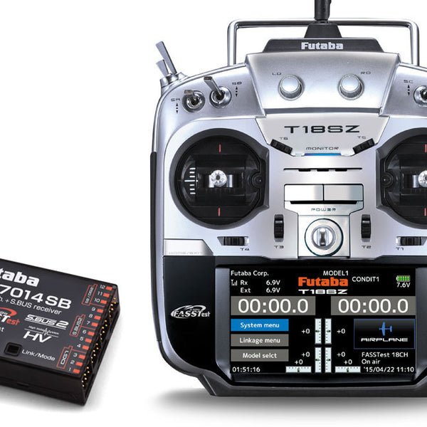 Futaba T18SZ - 18 Channel 2.4GHz Radio Transmitter & R7014SB Receiver (Mode  2)