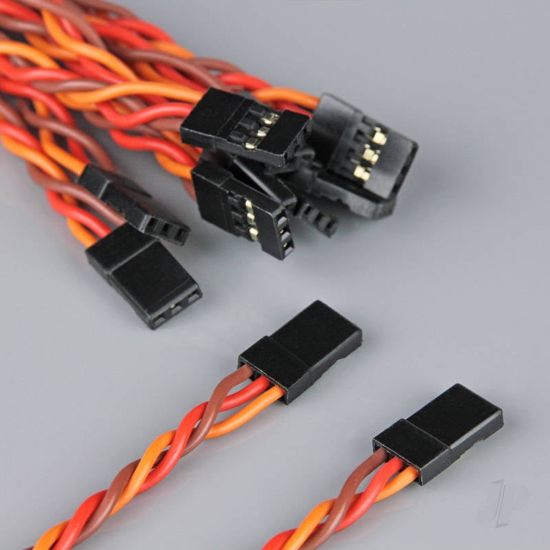 Radient JR HD Twisted Male to Male 100mm (6 pcs) RDNAC010248 100mm length (including connectors) Male to Male JR (Brown / Red / Orange) heavy duty lead with JR connector 60 strand 22AWG wire 1.5mm outer diameter