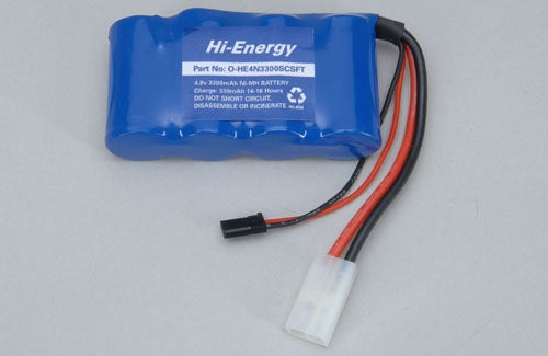 Ripmax Hi-Energy 4.8v 3300mAh Ni-MH Rx Pk Flat O-HE4N3300SCSFT   Supplied with Futaba type Receiver plug and also a high current Lead With Tamiya Connector