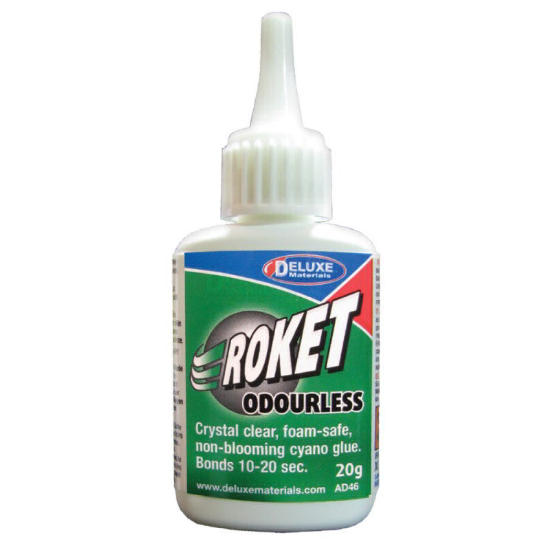 Roket Odourless Foam Safe Cyano 20g AD46 from Deluxe Materials S-SE17/1 5060243900371