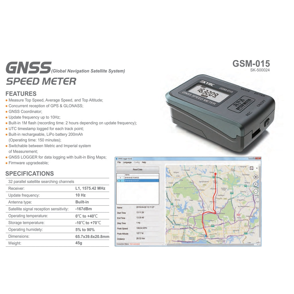 Sky RC GNSS Speed Meter GPS Flight Data Logger SK-500024