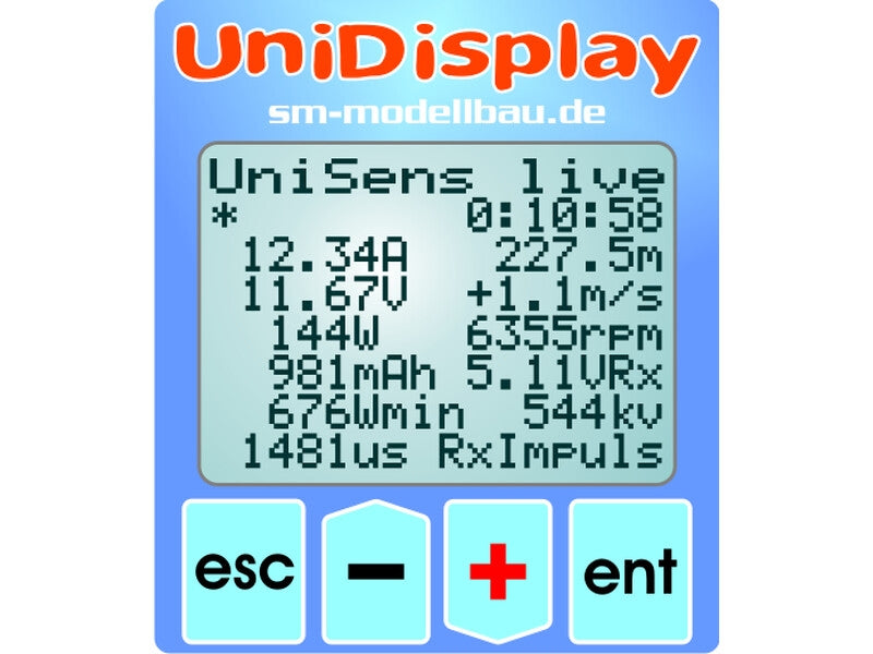 SM MODELL BAU UniDisplay RC Telemetry Display / Programmer with Connection Cable SM2400