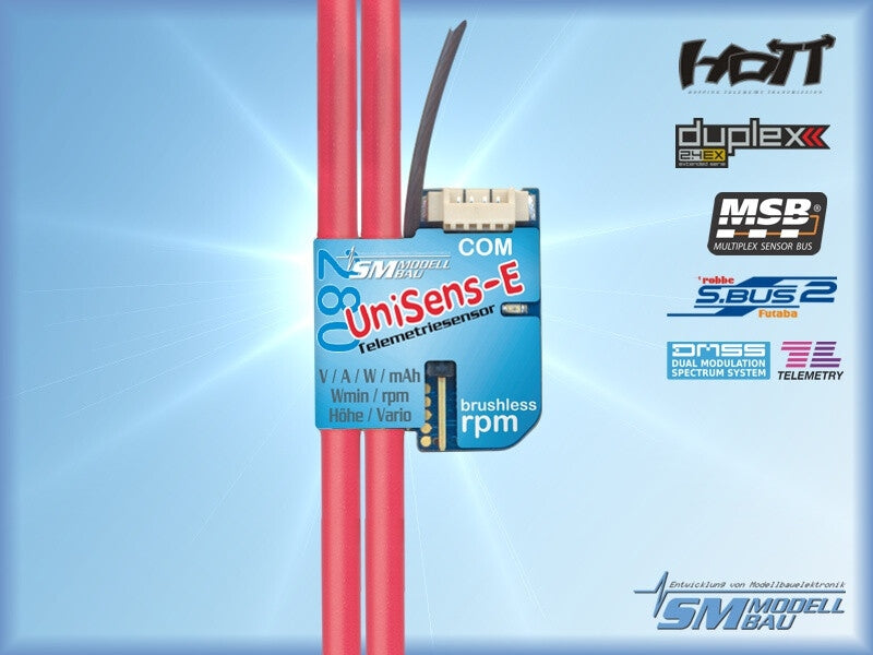 SM MODELL BAU UniSens-E RC Telemetry Sensor 280 A / 2x 4mm² Silicone Wire Version SM3115