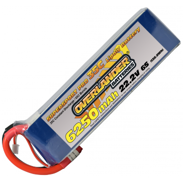 6250mAh 6S 22.2v 35C LiPo Battery - Overlander Supersport Pro