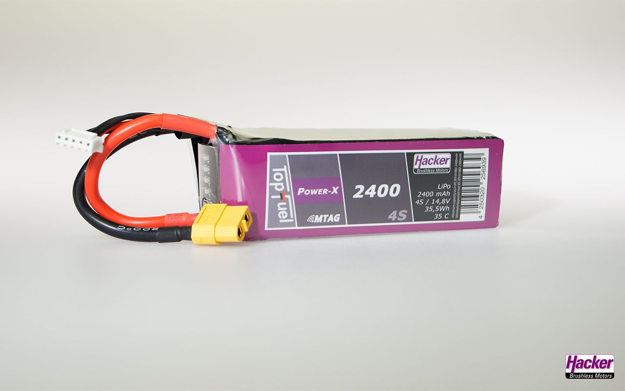 Hacker TopFuel Power-X 4S 2400mAh 35C LiPo Battery With MTAG