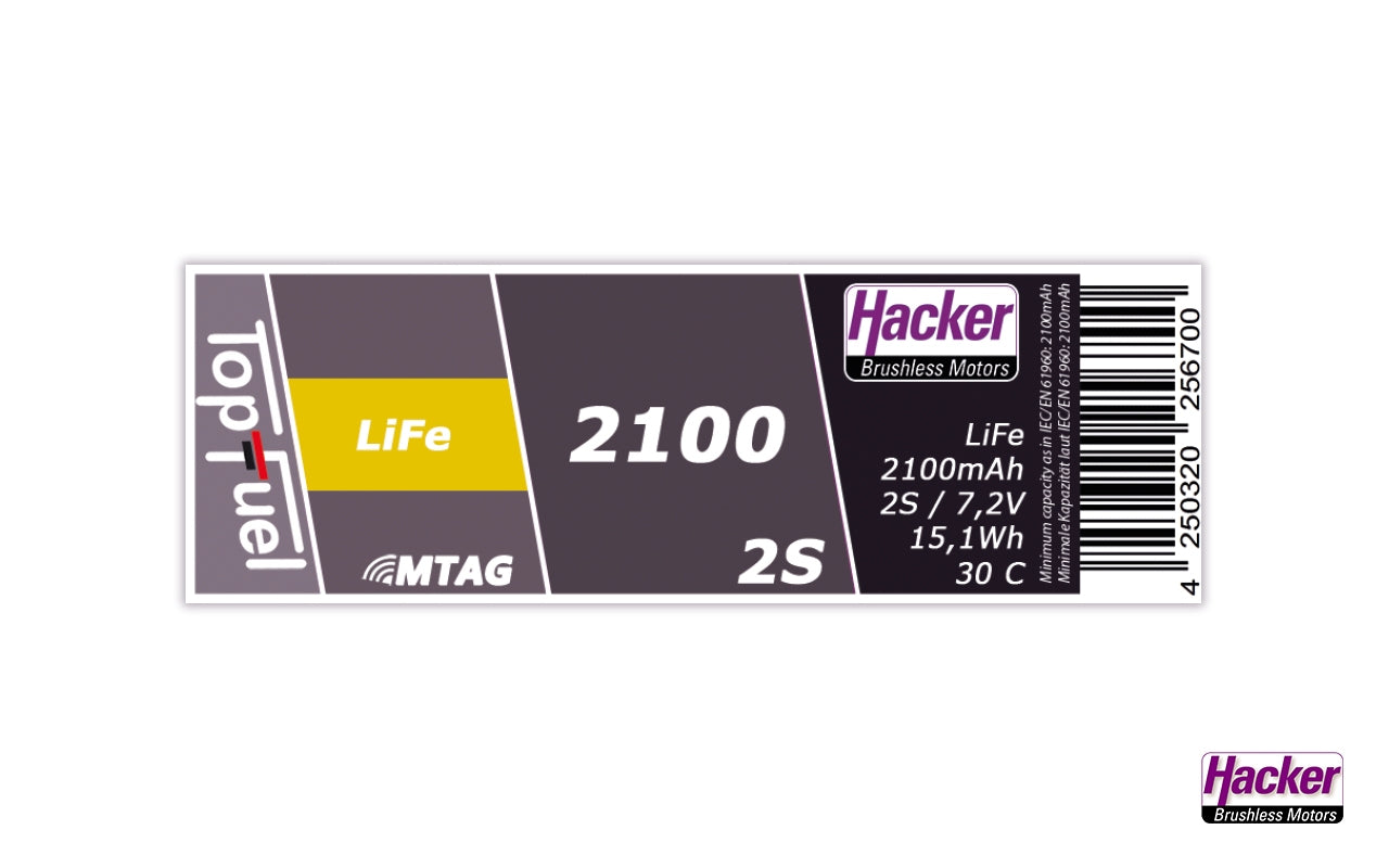 Hacker TopFuel LiFe Battery 2S 2100mAh MTAG With XT60