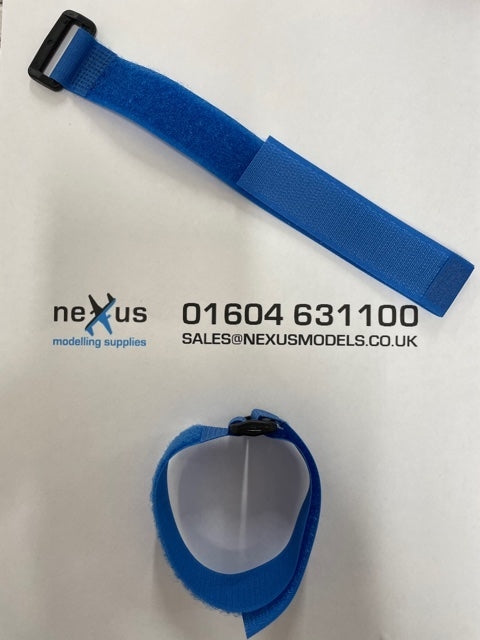 Velcro Battery Strap 300mm with Ring in Blue